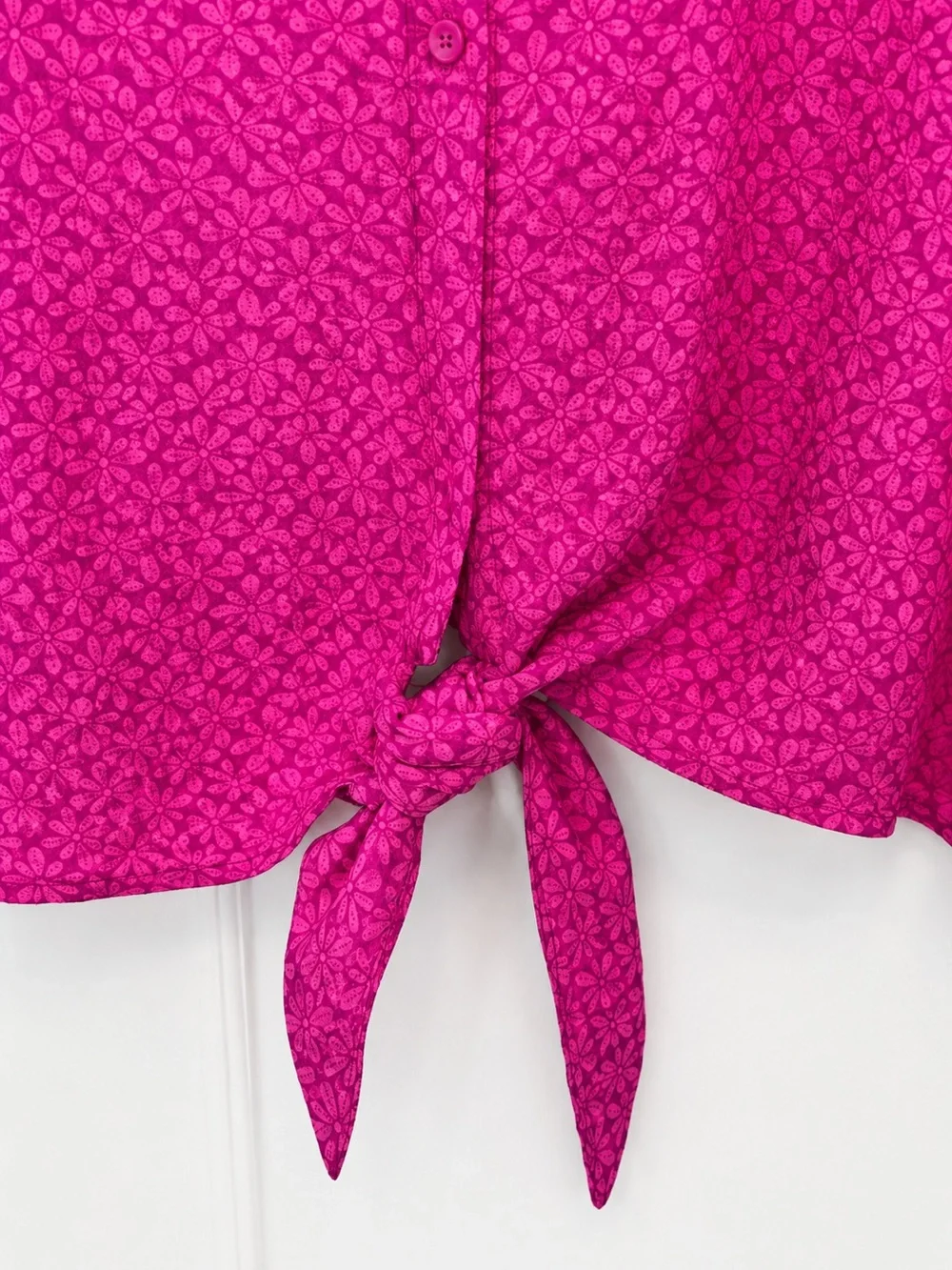 LOFT Pink Tie-Front Short Sleeve Blouse
